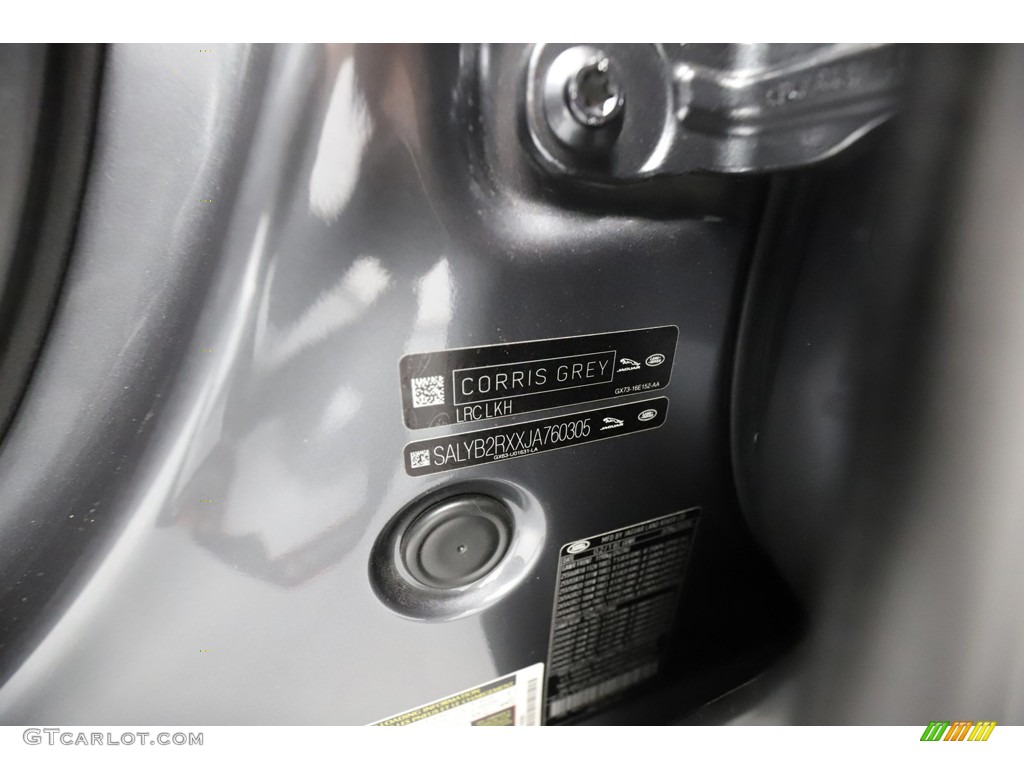 2018 Range Rover Velar Color Code LKH for Corris Grey Metallic Photo #144252296