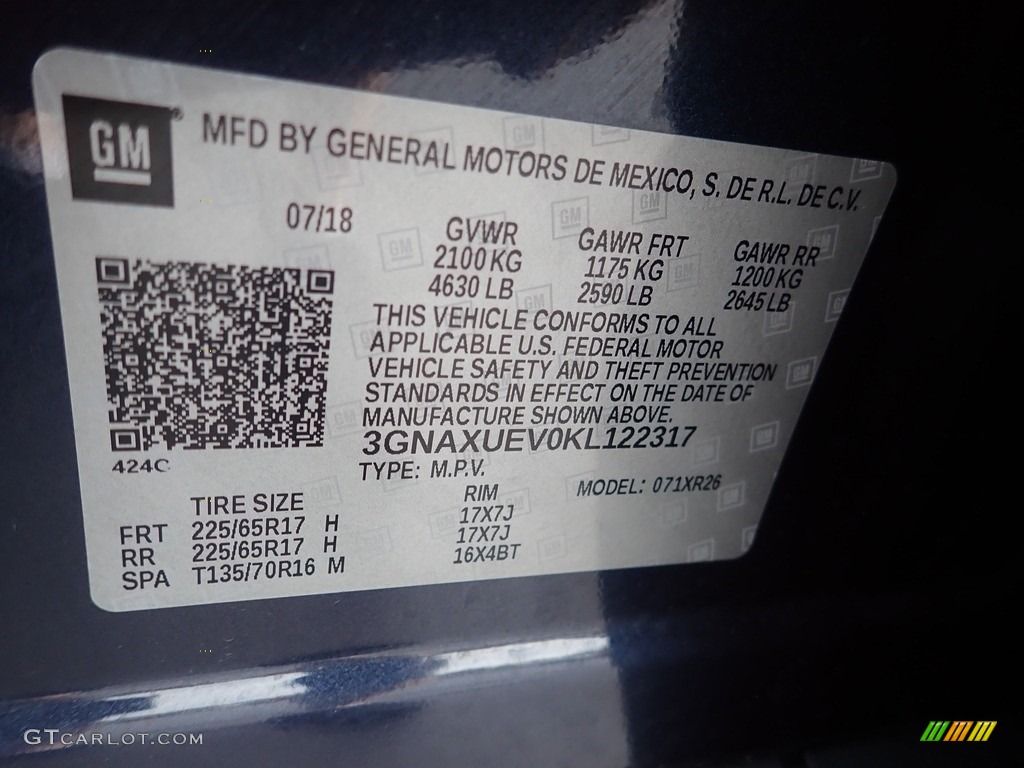 2019 Equinox LT AWD - Storm Blue Metallic / Jet Black photo #28