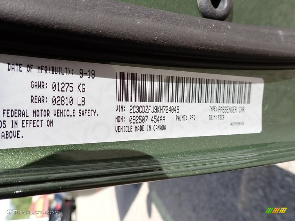 2019 Challenger Color Code PFQ for F8 Green Photo #144257296