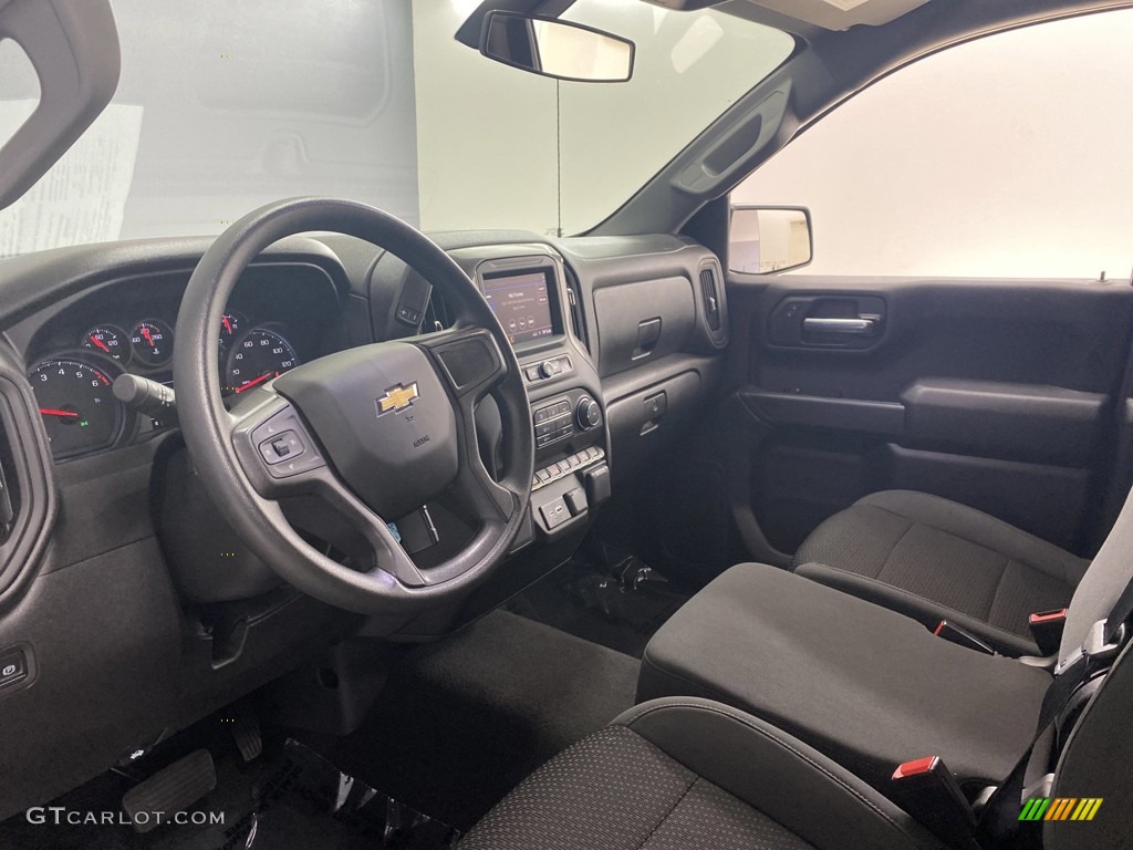 Jet Black Interior 2021 Chevrolet Silverado 1500 Custom Crew Cab Photo #144264178