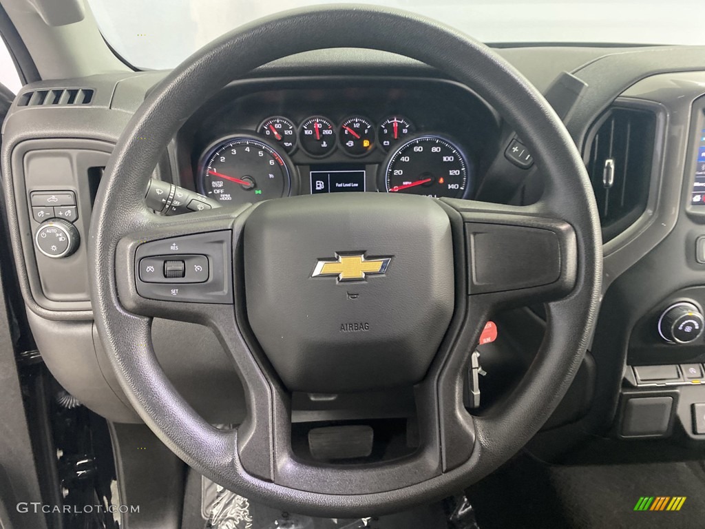 2021 Chevrolet Silverado 1500 Custom Crew Cab Jet Black Steering Wheel Photo #144264202