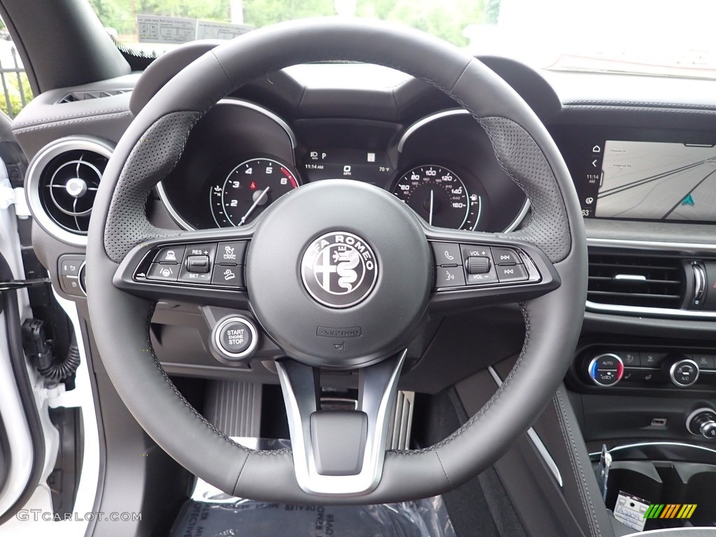 2022 Alfa Romeo Stelvio Ti AWD Black Steering Wheel Photo #144282461