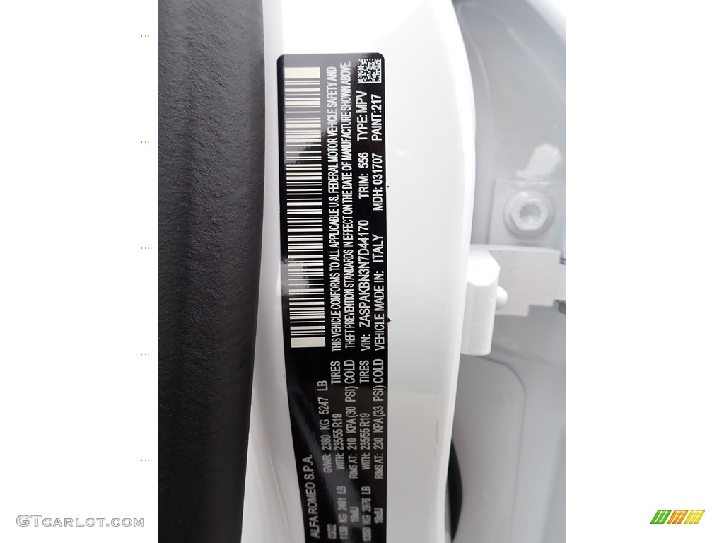 2022 Stelvio Color Code 217 for Alfa White Photo #144282481