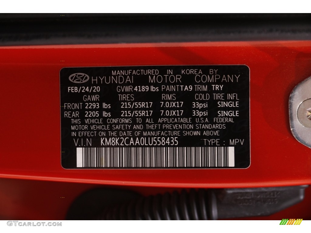 2020 Kona SEL AWD - Sunset Orange / Black photo #20