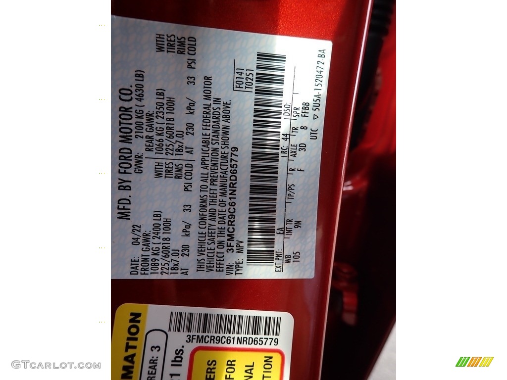 2022 Bronco Sport Color Code EA for Hot Pepper Red Photo #144283594