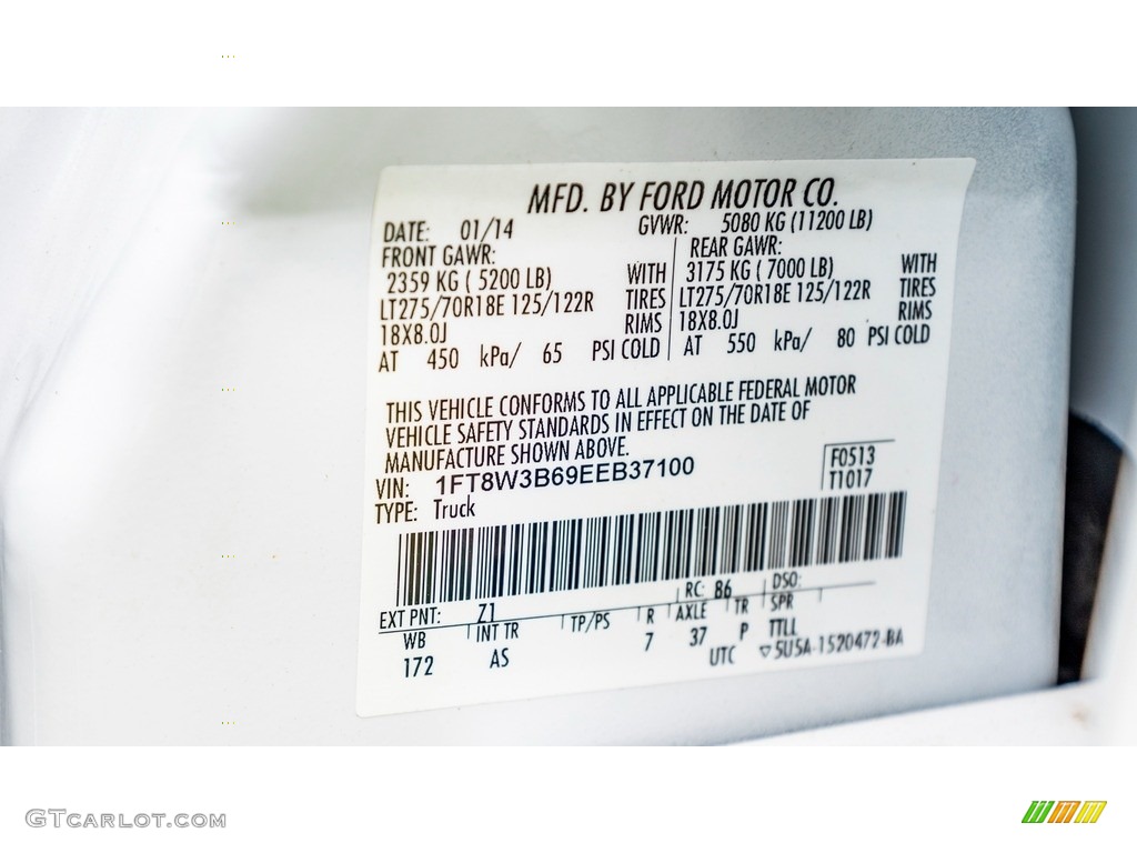 2014 Ford F350 Super Duty XLT Crew Cab 4x4 Color Code Photos