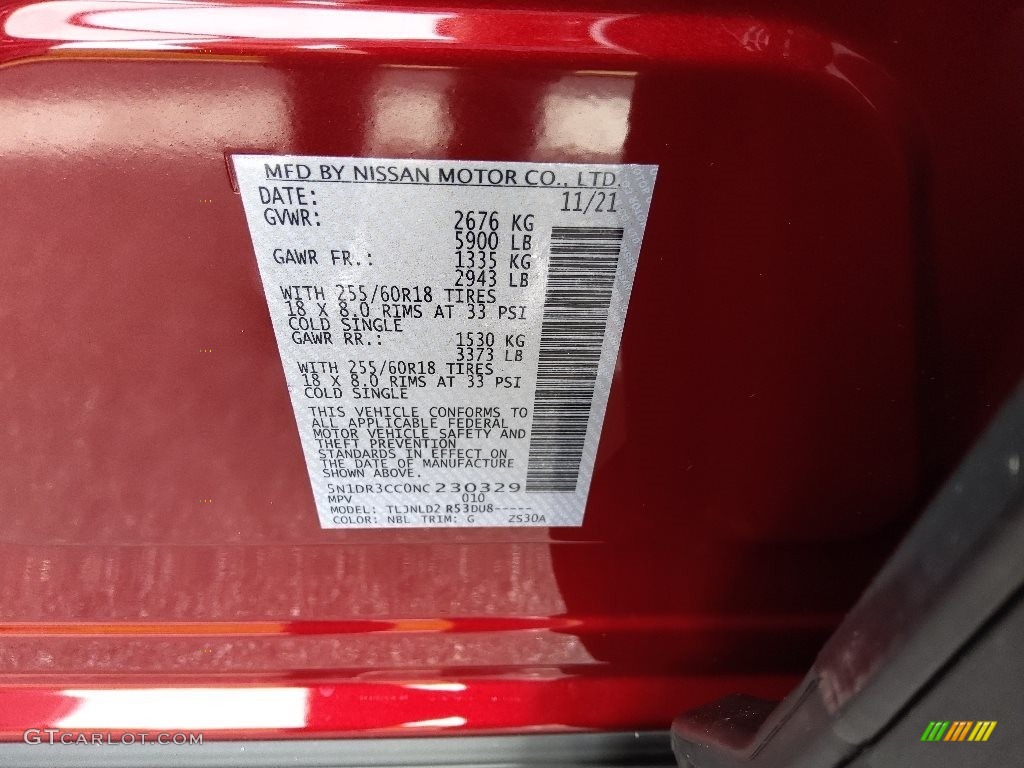 2022 Nissan Pathfinder SL 4x4 Color Code Photos