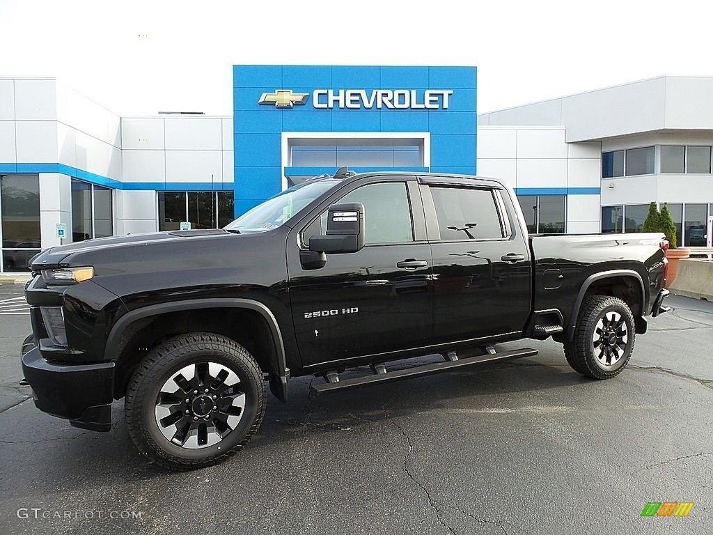 Black 2020 Chevrolet Silverado 2500HD Custom Crew Cab 4x4 Exterior Photo #144288961