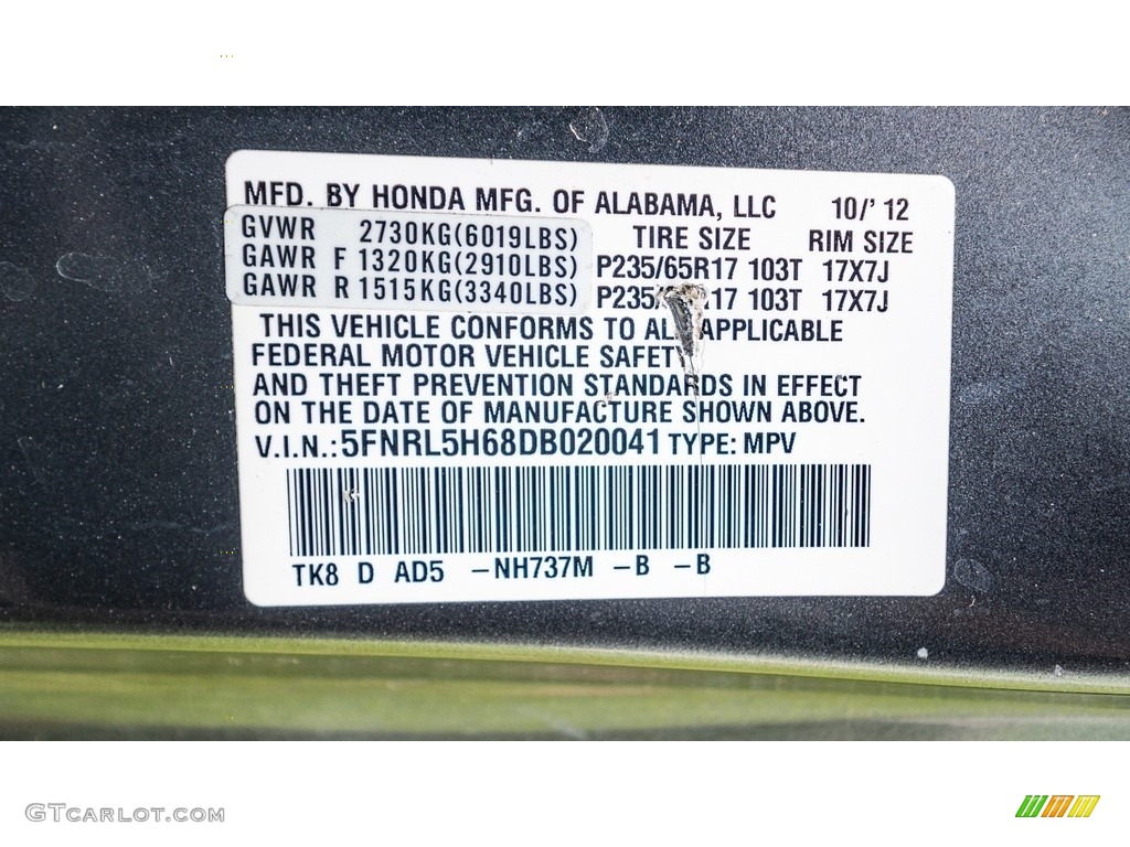2013 Odyssey EX-L - Polished Metal Metallic / Gray photo #32