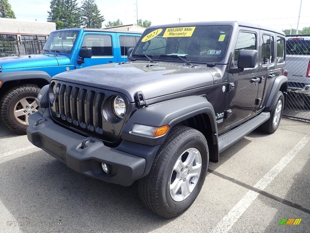 2021 Wrangler Unlimited Sport 4x4 - Granite Crystal Metallic / Black photo #1
