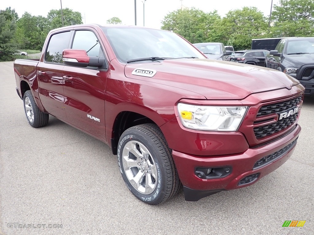 Delmonico Red Pearl 2022 Ram 1500 Big Horn Crew Cab 4x4 Exterior Photo #144306972