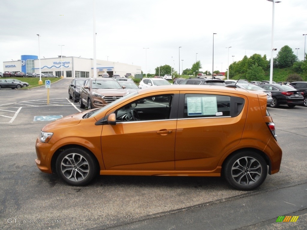 Orange Burst Metallic 2019 Chevrolet Sonic LT Hatchback Exterior Photo #144307539