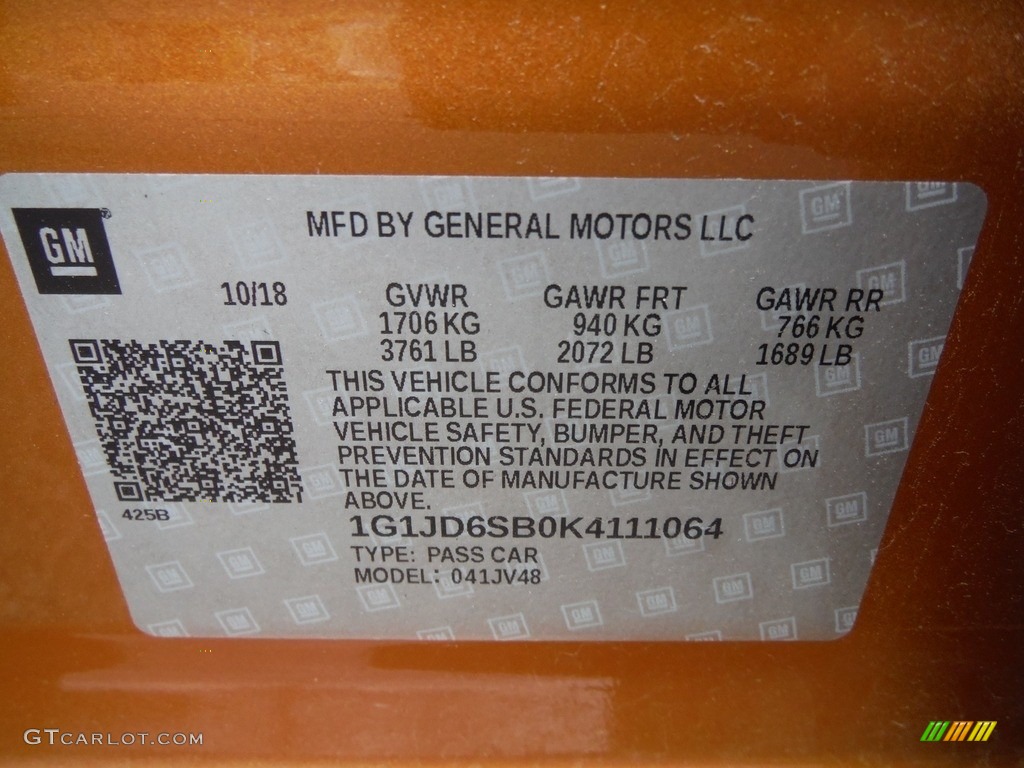 2019 Sonic LT Hatchback - Orange Burst Metallic / Jet Black photo #29