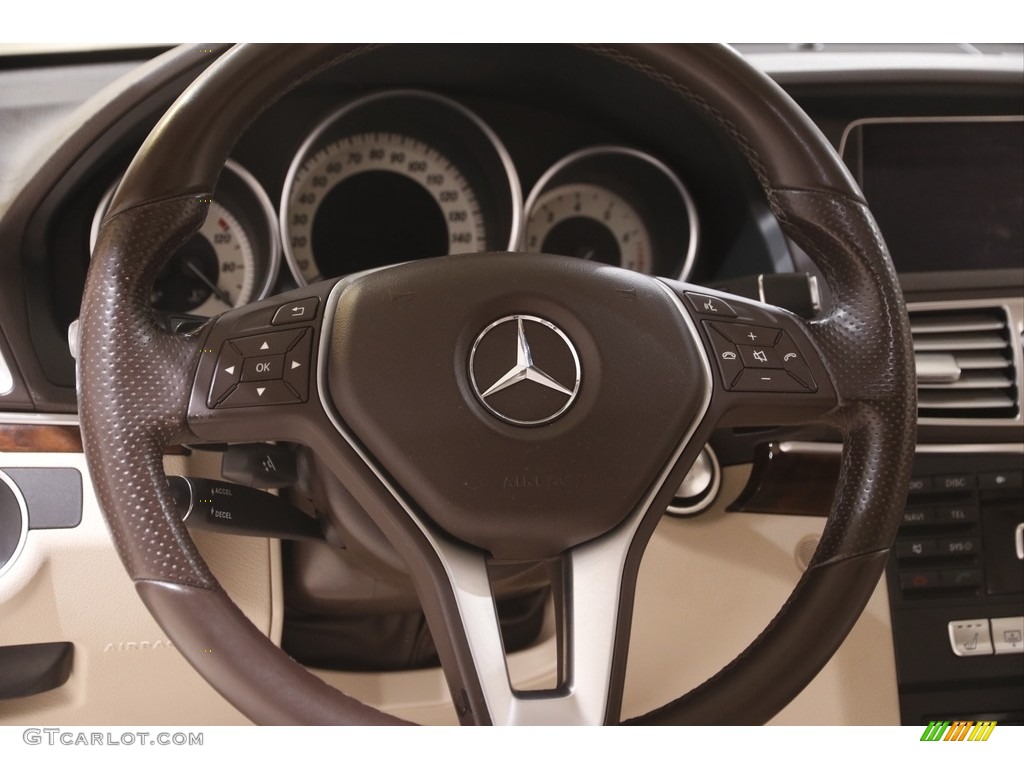 2014 Mercedes-Benz E 350 4Matic Coupe Silk Beige/Espresso Brown Steering Wheel Photo #144309747