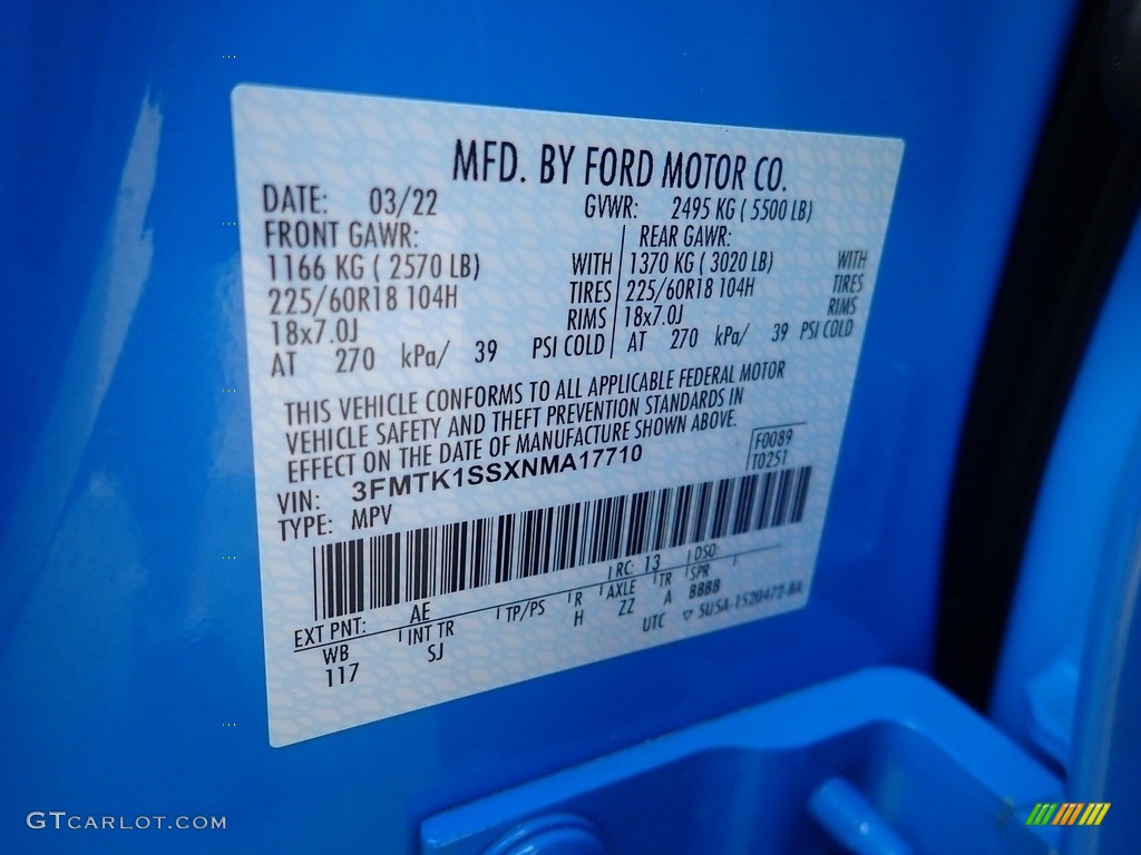 2022 Ford Mustang Mach-E Select eAWD Color Code Photos