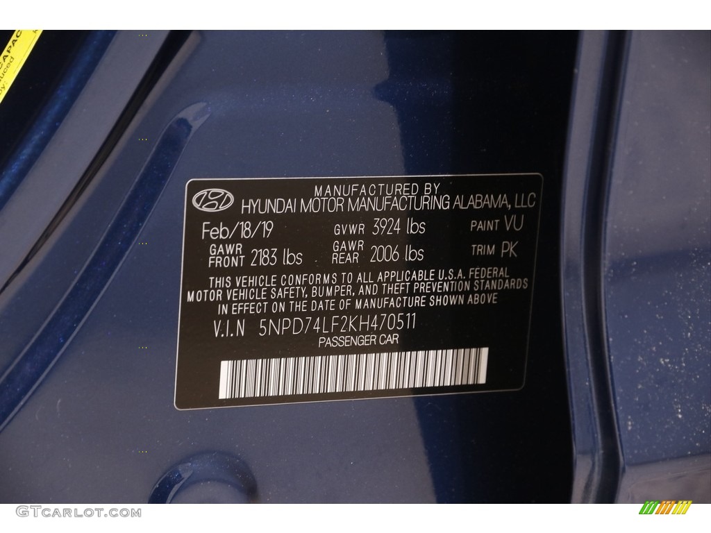 2019 Elantra SE - Lakeside Blue / Gray photo #20