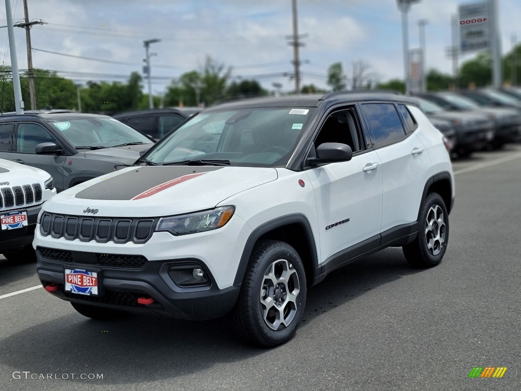 2022 Compass Trailhawk 4x4 - Bright White / Black/Ruby Red photo #1