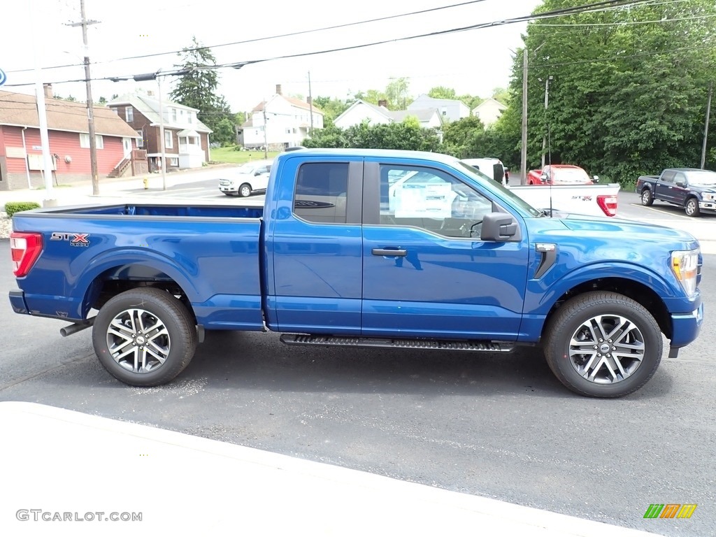 Atlas Blue Metallic 2022 Ford F150 STX SuperCab 4x4 Exterior Photo #144321946