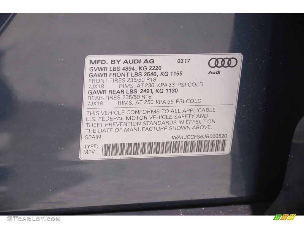 2018 Q3 2.0 TFSI Premium quattro - Utopia Blue Metallic / Rock Gray photo #22