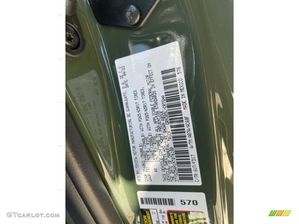 2022 Tacoma Color Code 6V7 for Army Green Photo #144334567