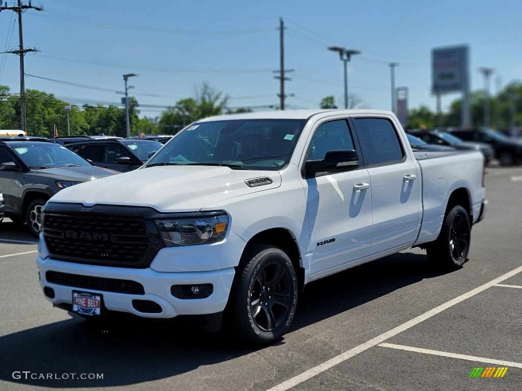 Bright White 2022 Ram 1500 Big Horn Night Edition Crew Cab 4x4 Exterior Photo #144335365