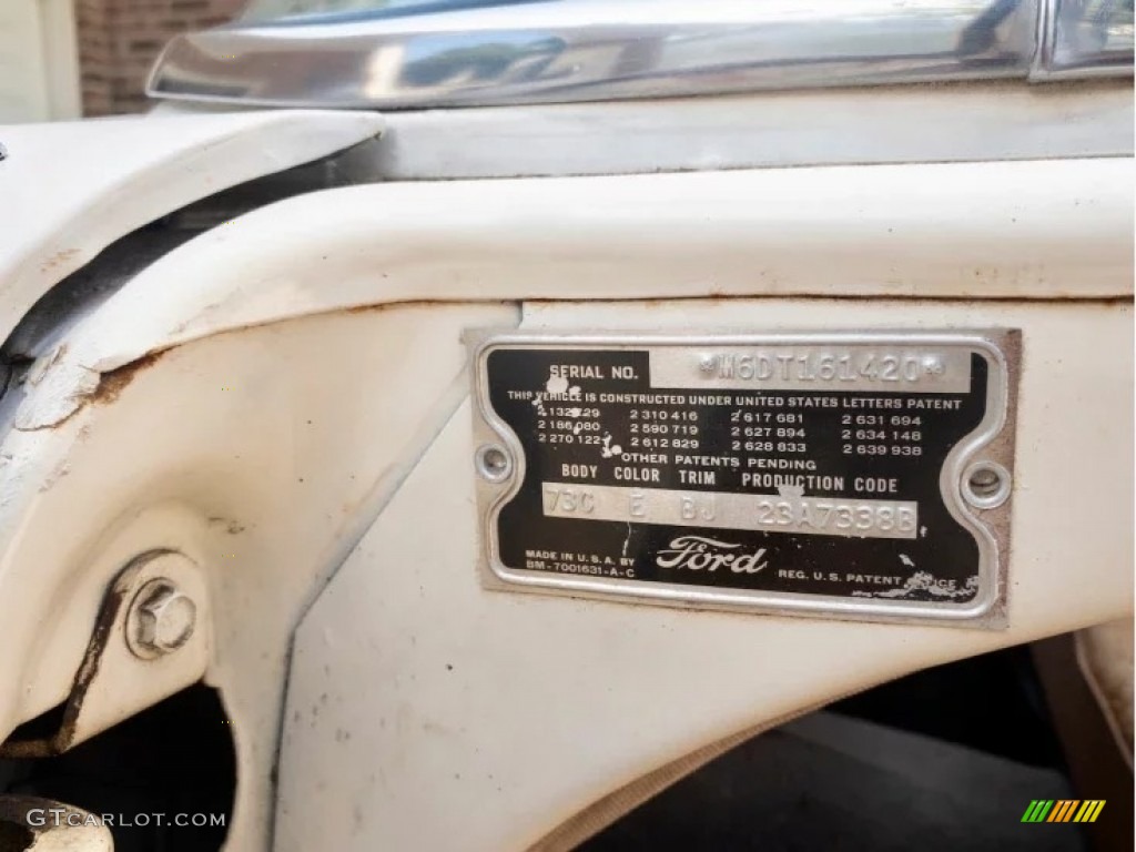 1956 Ford Fairlane Town Sedan Info Tag Photos