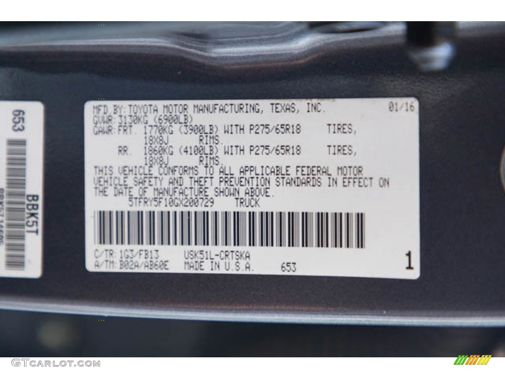 2016 Tundra Color Code 1G3 for Magnetic Gray Metallic Photo #144338854