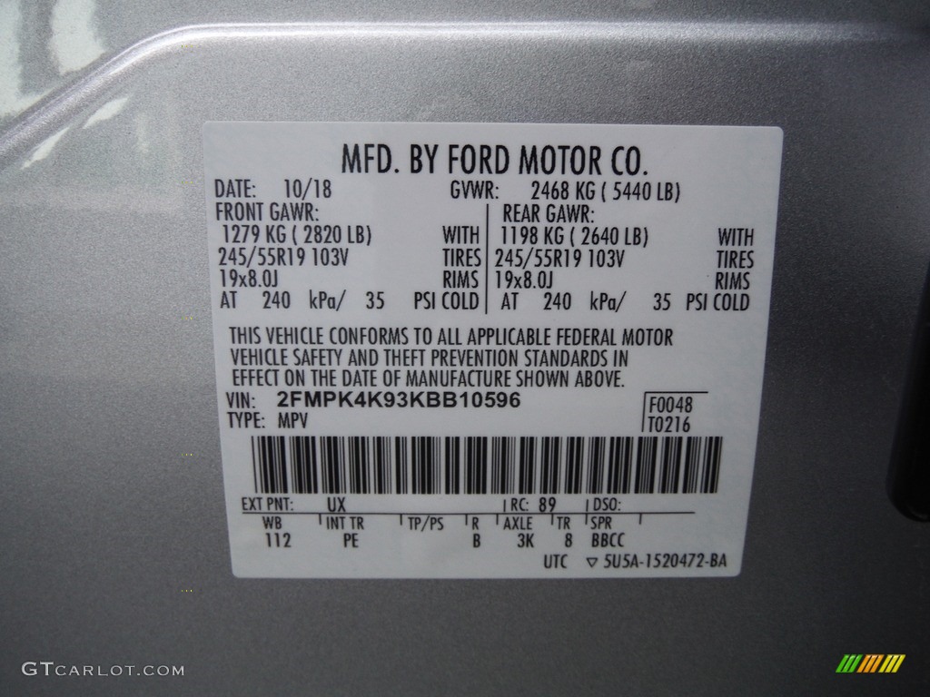 2019 Edge Titanium AWD - Ingot Silver / Ebony photo #34