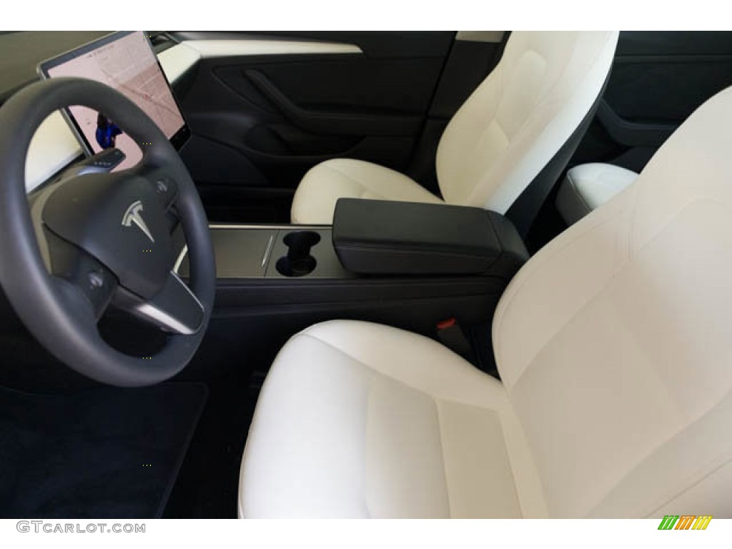 2021 Model 3 Long Range - Deep Blue Metallic / White photo #3