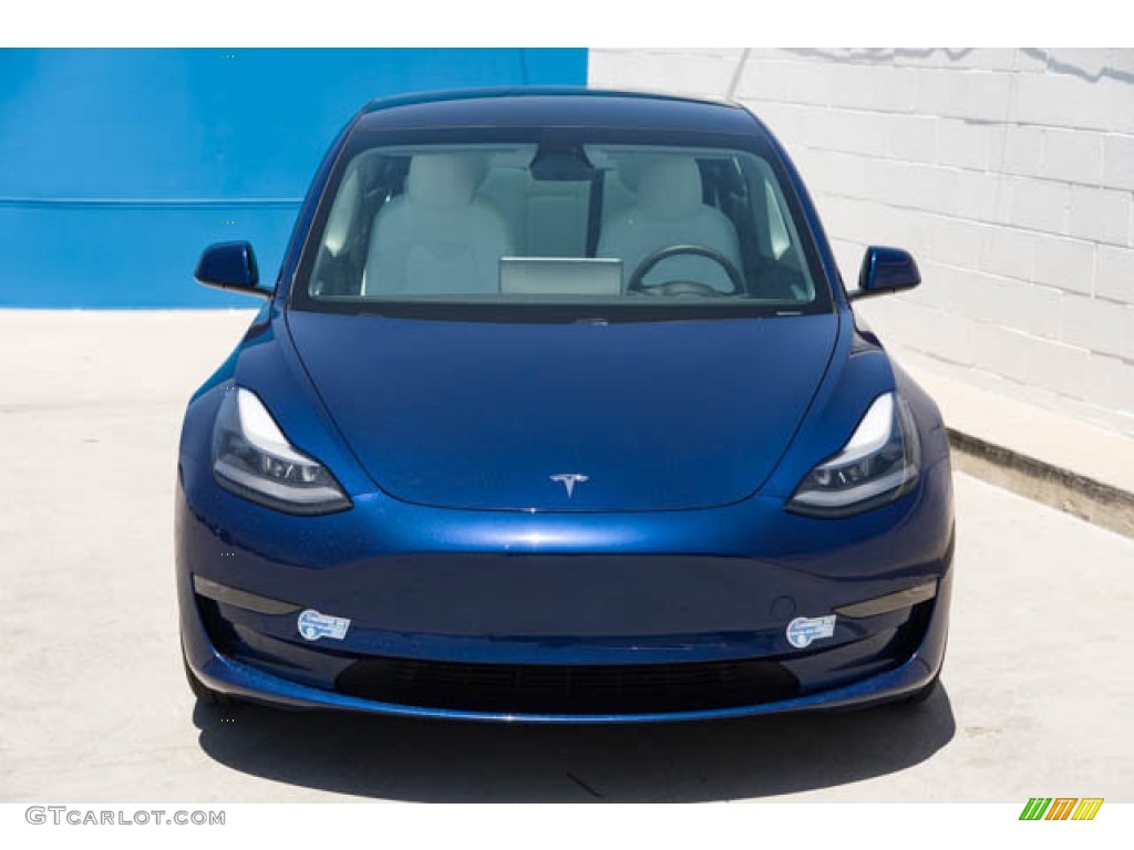 2021 Model 3 Long Range - Deep Blue Metallic / White photo #7