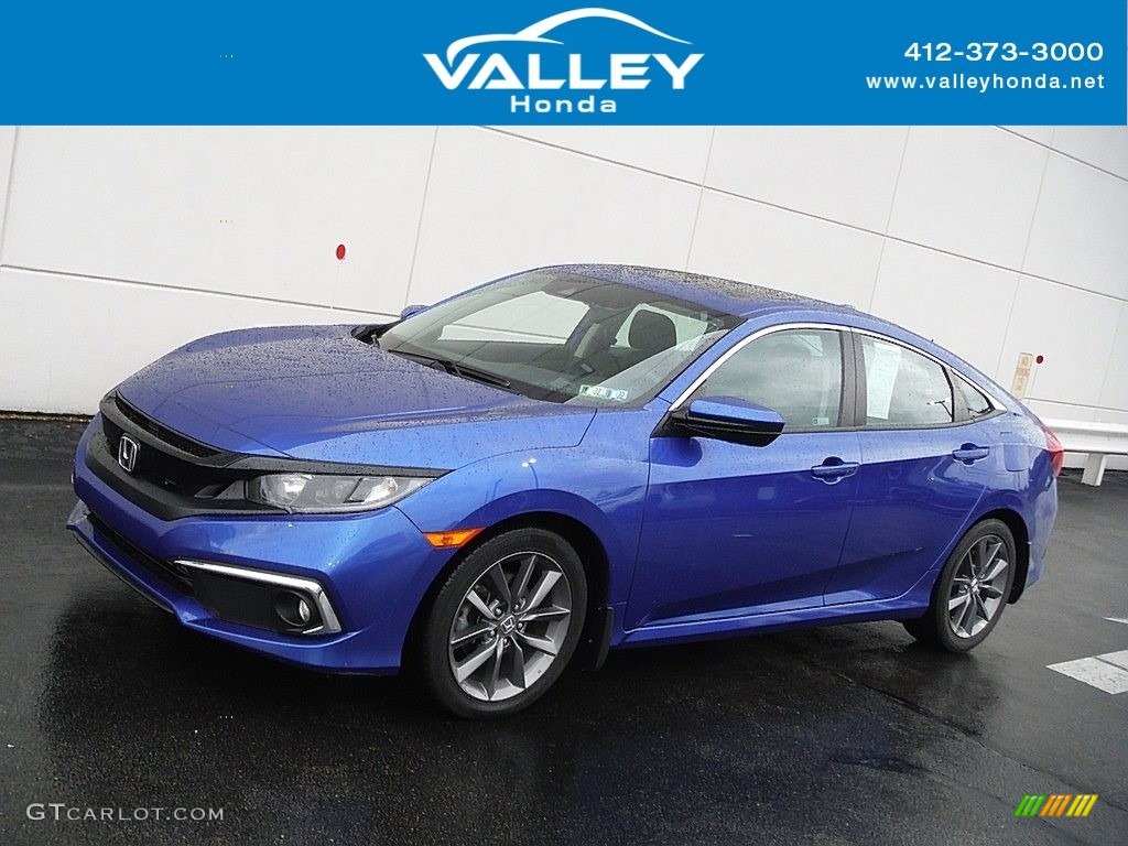 2019 Civic EX Sedan - Agean Blue Metallic / Black photo #1