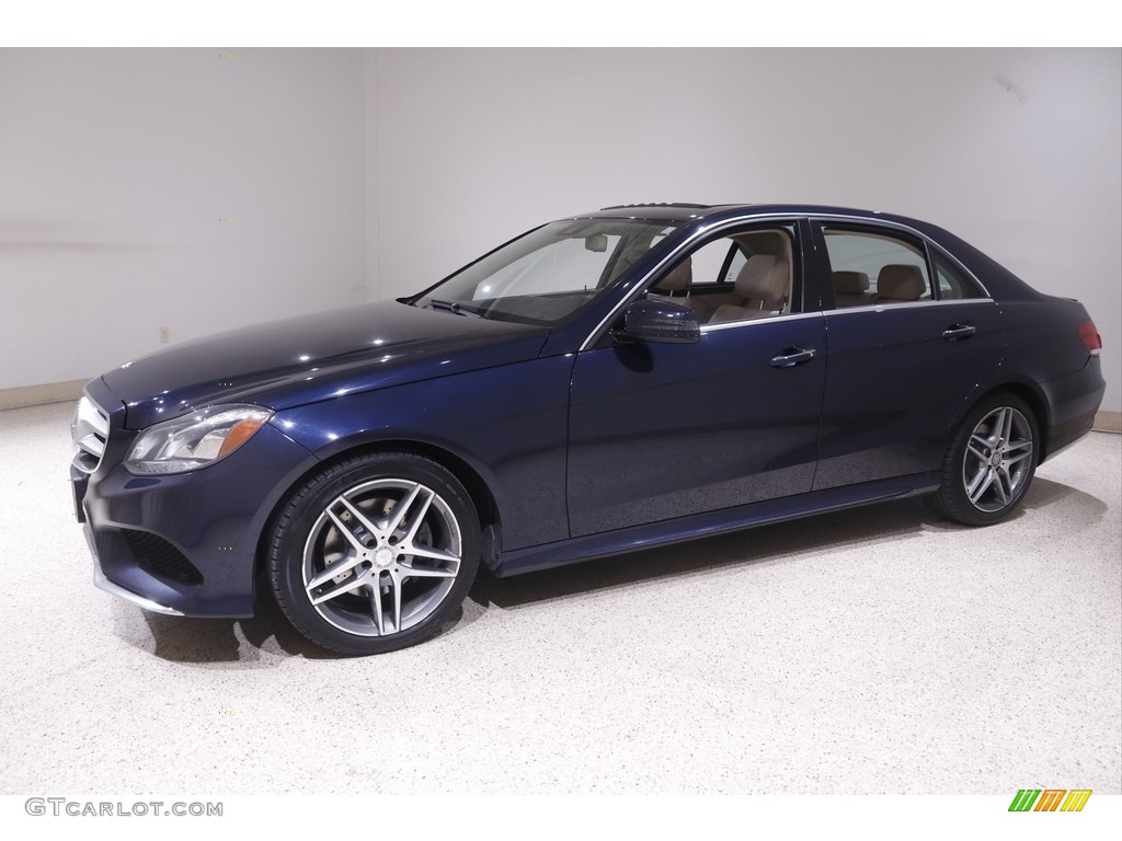 2014 E 350 4Matic Sport Sedan - Lunar Blue Metallic / Silk Beige/Espresso Brown photo #3