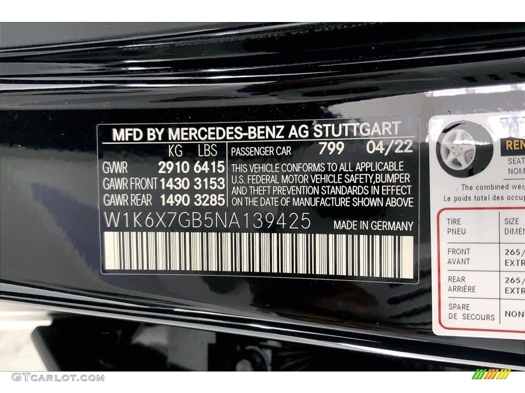 2022 Mercedes-Benz S Maybach 580 4Matic Sedan Color Code Photos
