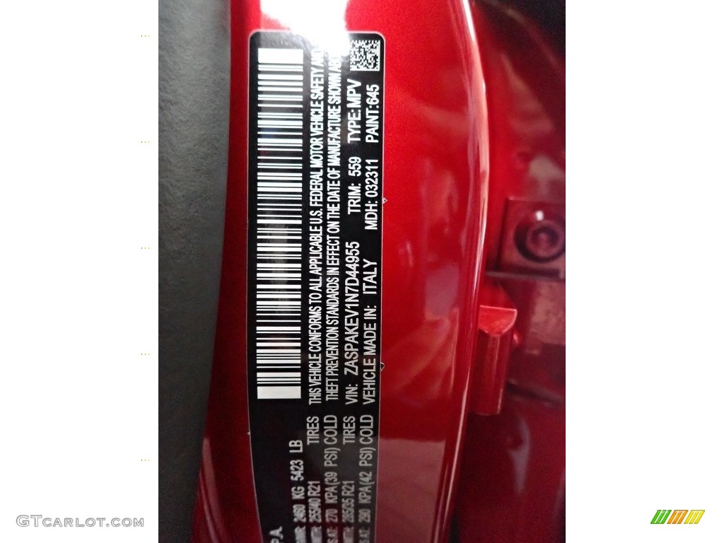 2022 Alfa Romeo Stelvio Quadrifoglio AWD Color Code Photos