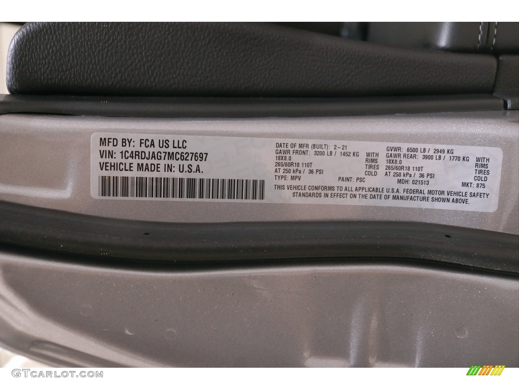 2021 Durango SXT Plus AWD - Billet Silver Metallic / Black photo #22