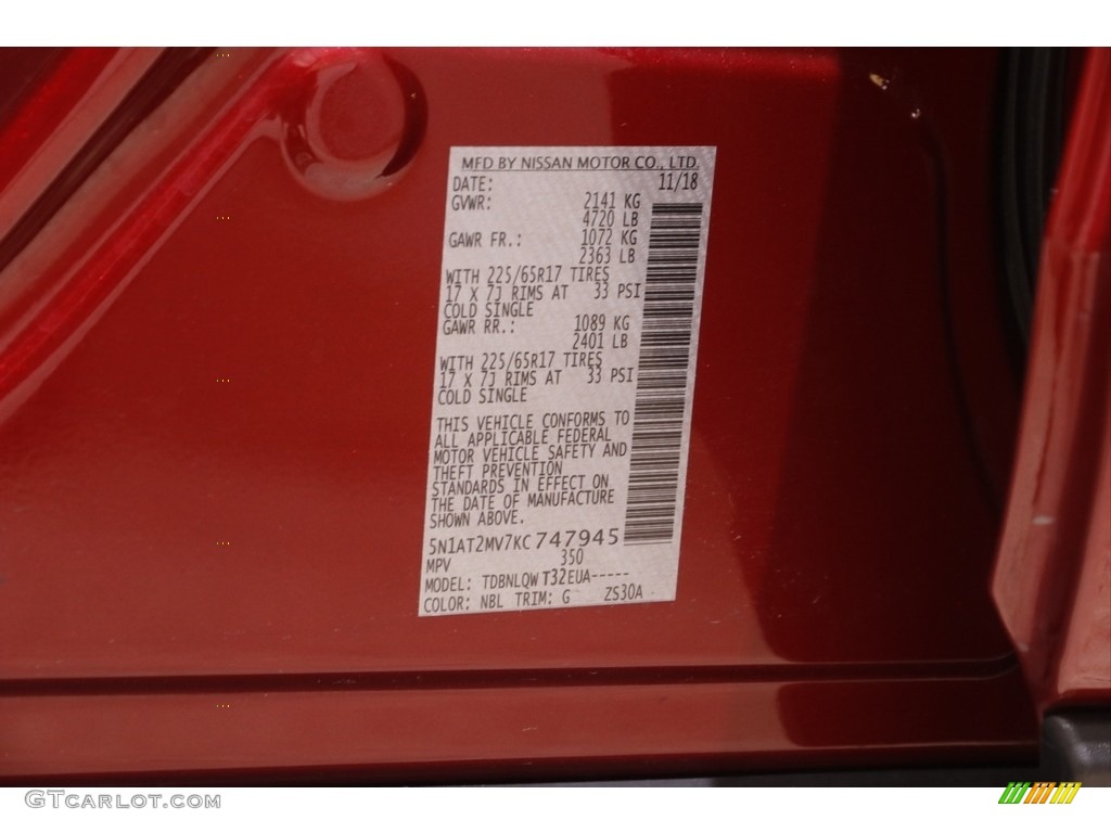 2019 Rogue SL AWD - Scarlet Ember / Charcoal photo #23