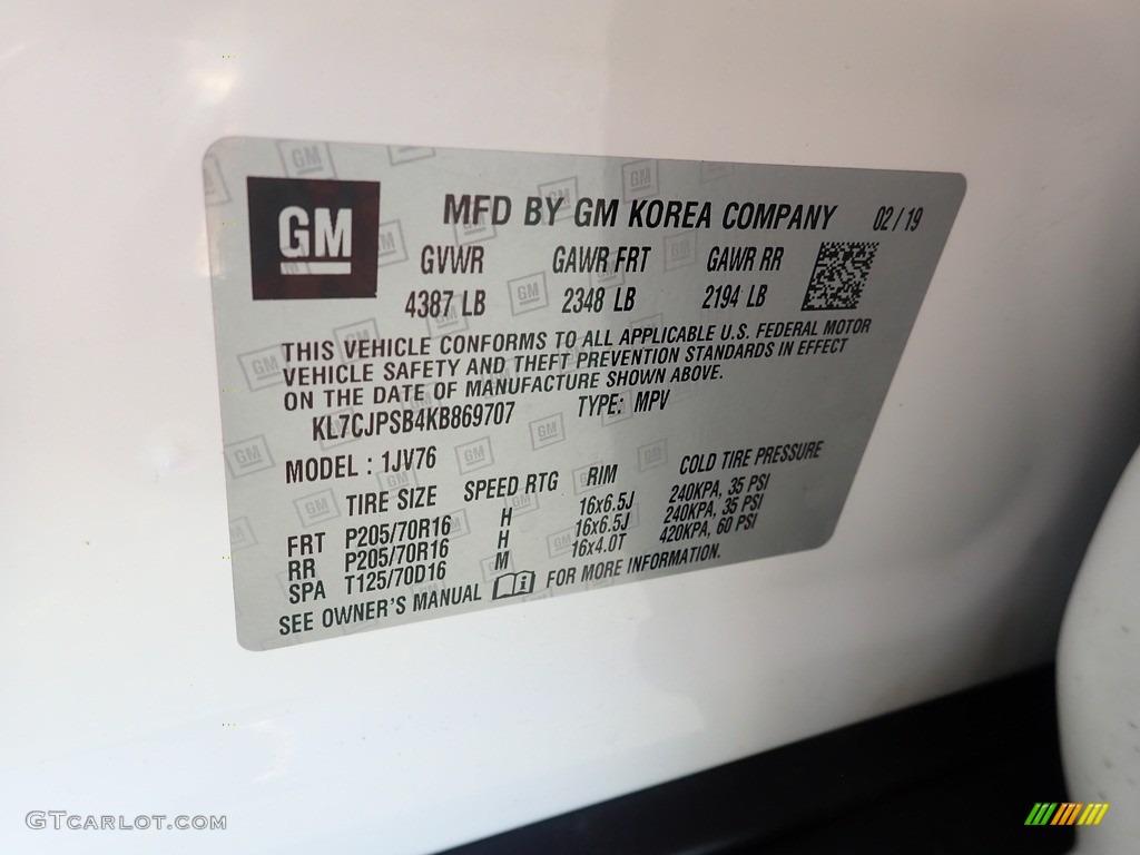 2019 Trax LT AWD - Summit White / Jet Black photo #28