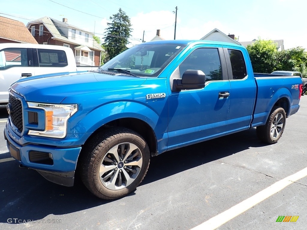 Velocity Blue 2019 Ford F150 STX SuperCab 4x4 Exterior Photo #144372373