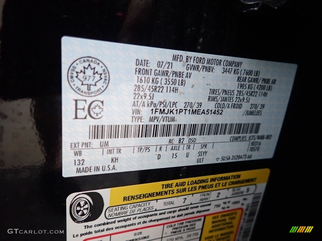 2021 Expedition Color Code UM for Agate Black Photo #144378992