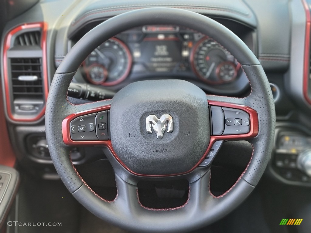 2022 Ram 1500 Rebel Crew Cab 4x4 Black Steering Wheel Photo #144381860