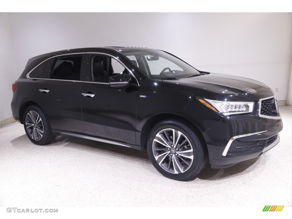 Majestic Black Pearl 2019 Acura MDX Sport Hybrid SH-AWD Exterior Photo #144385535