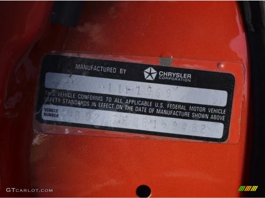 1970 Plymouth Cuda Hemi Info Tag Photo #144387073