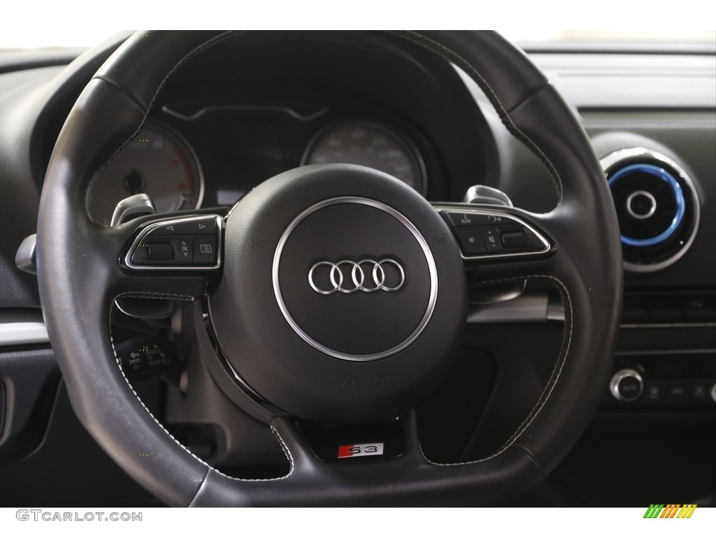 2015 Audi S3 2.0T Prestige quattro Black/Dark Silver Steering Wheel Photo #144399639