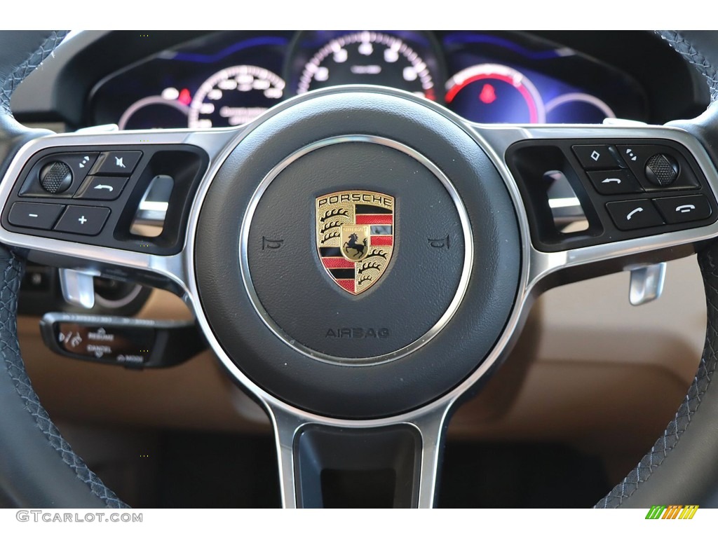 2021 Porsche Cayenne Standard Cayenne Model Black/Mojave Beige Steering Wheel Photo #144399657
