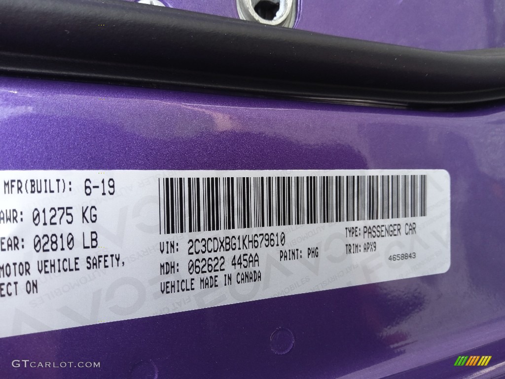 2019 Charger Color Code PHG for Plum Crazy Pearl Photo #144403341