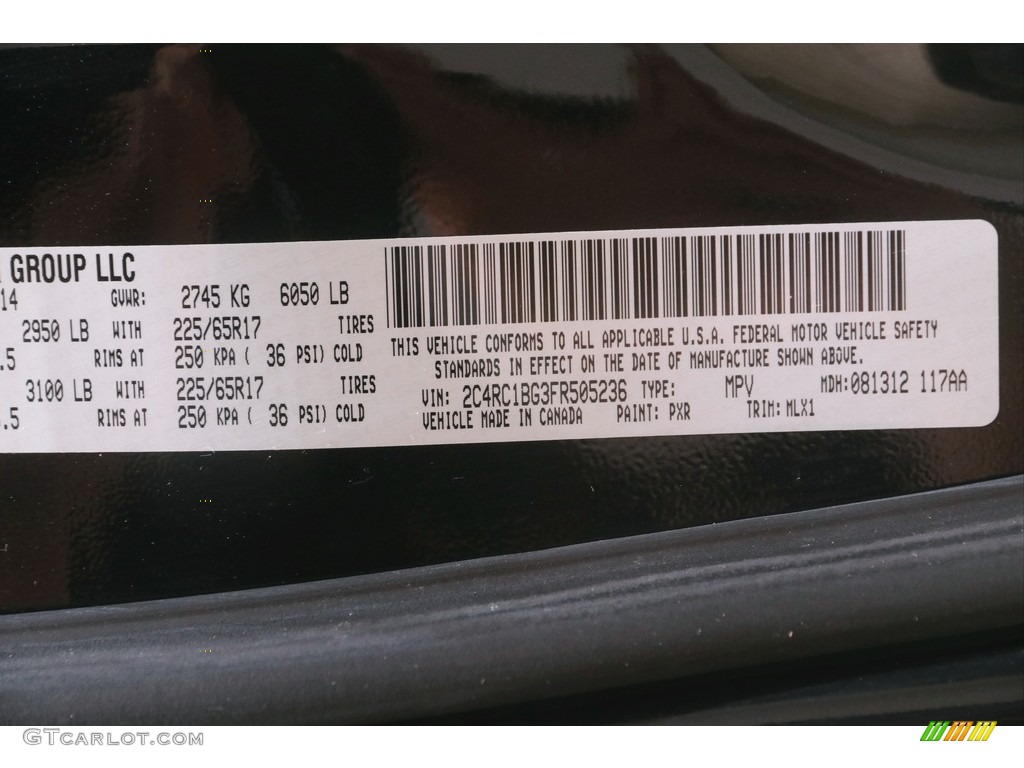 2015 Town & Country Touring - Brilliant Black Crystal Pearl / Black/Light Graystone photo #22
