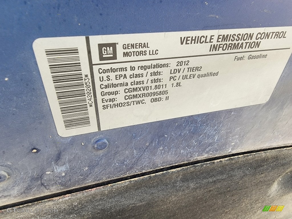 2012 Sonic LT Hatch - Blue Topaz Metallic / Dark Pewter/Dark Titanium photo #21