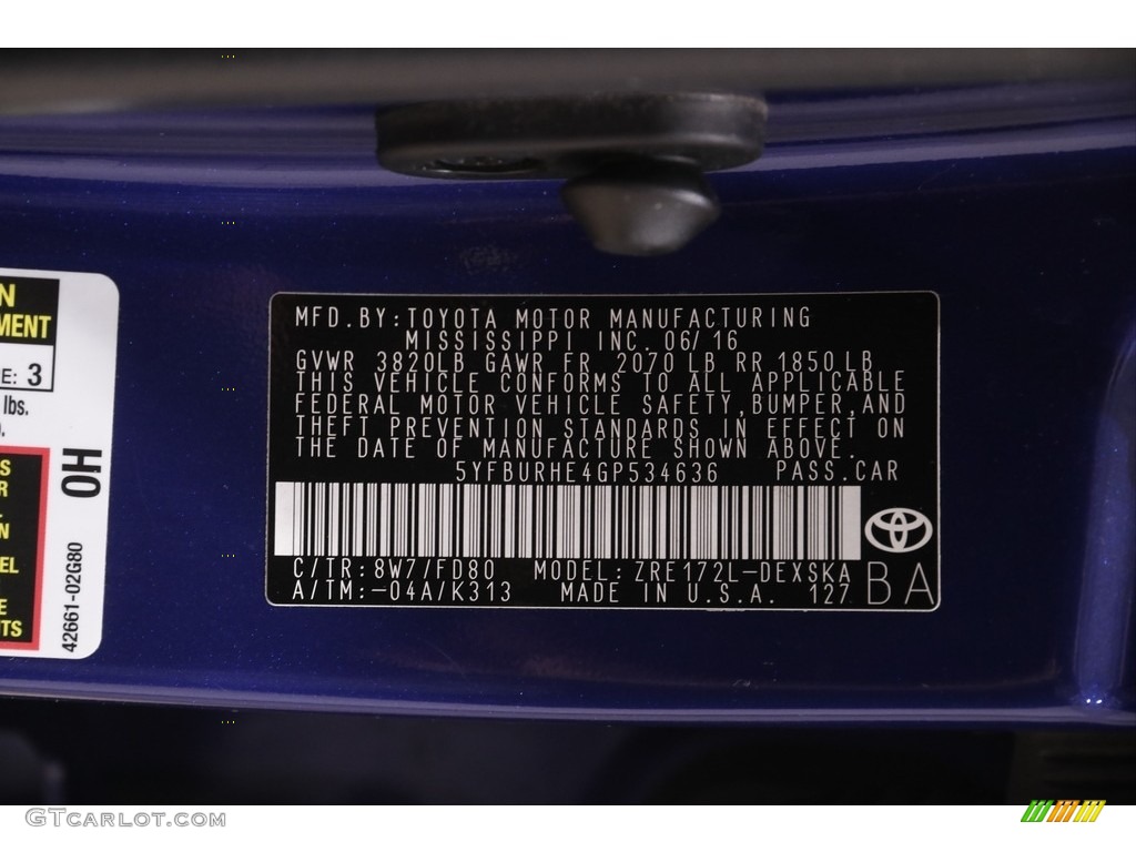2016 Corolla S Plus - Blue Crush Metallic / Steel Blue photo #20