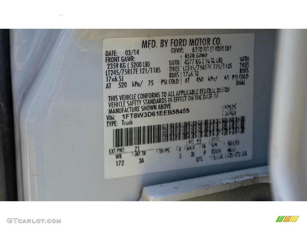 2014 Ford F350 Super Duty XL Crew Cab 4x4 Dually Color Code Photos