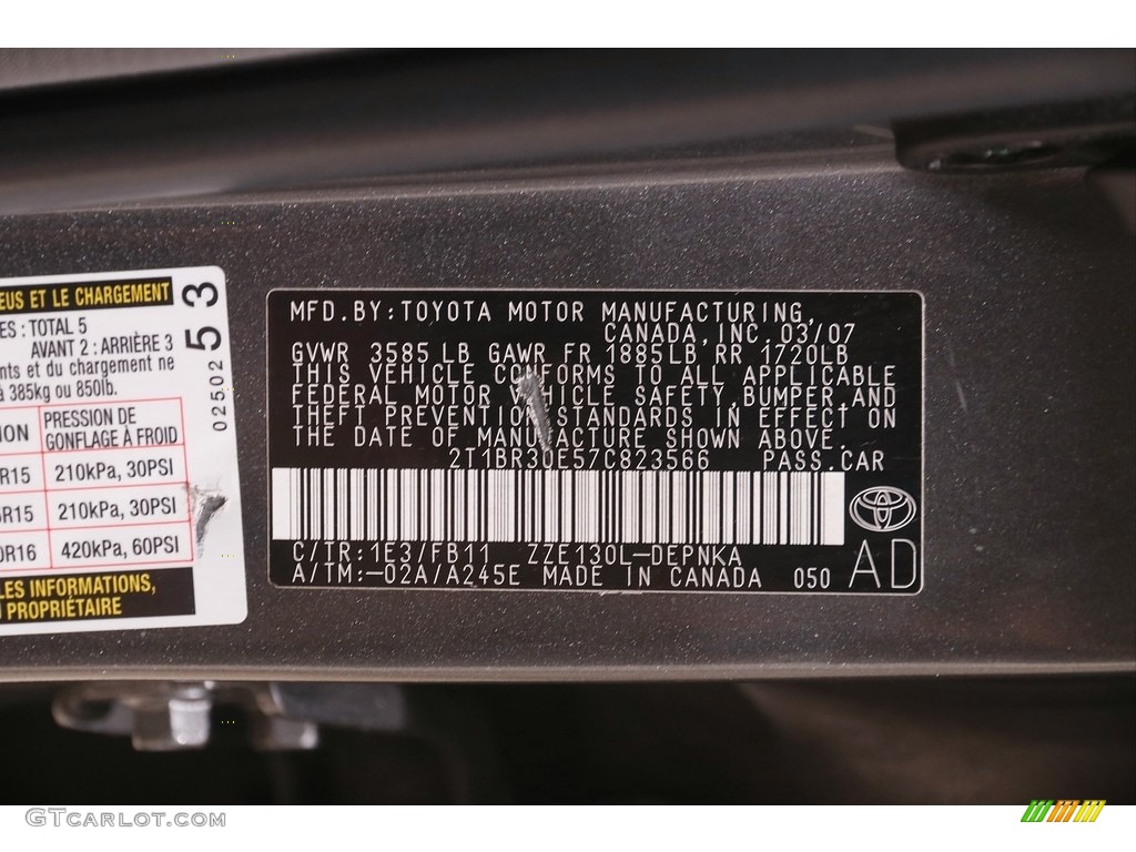 2007 Corolla LE - Phantom Gray Pearl / Stone photo #19